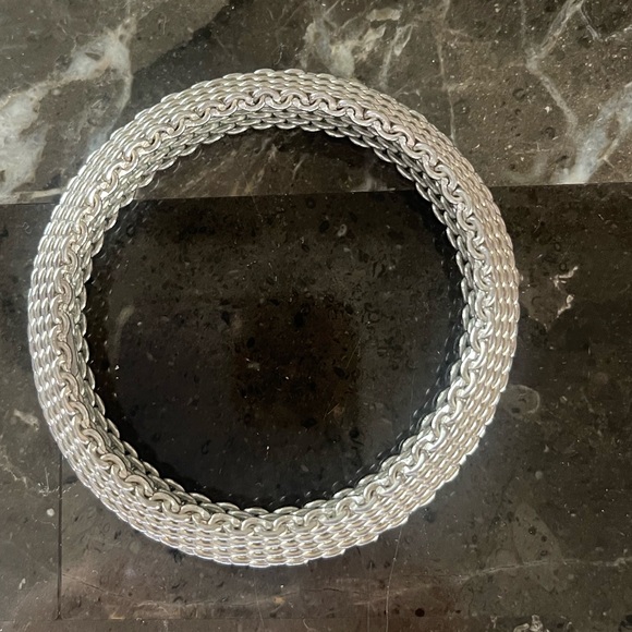 STERLING SILVER LUXURY LARGE BOLD MESH BRACELET - Picture 4 of 8